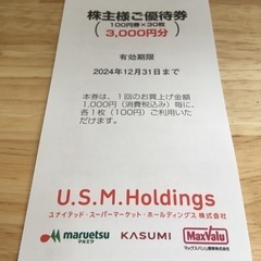株主優待券3000円　マルエツ カスミ マックスバリュ