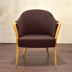 ≪yt1431ジ≫ アウトレット家具 バケット型アームチェア 試作サンプル 茶色系 ラウンジチェア/ロビーチェア/1Pソファ/おしゃれ/宮城県仙台市 現状品 60427-10の画像