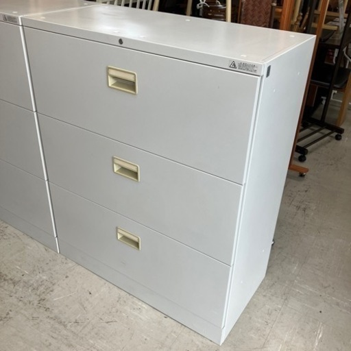 K2406-751 オフィス用書庫 3段 スチールキャビネット① キズ汚れ有り