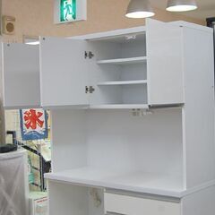 土井インテリア株式会社 レンジボード 幅116.5×奥45×高191cm ホワイト キッチンボード 食器棚 キッチン収納  札幌市 清田区 平岡の画像
