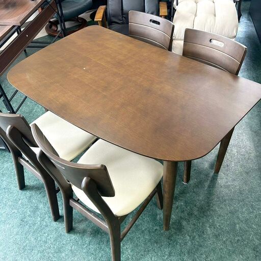 4人掛け ダイニング食卓セット 木目 ブラウン W130×H70×D80cm 札幌 東区 店頭引き取り歓迎