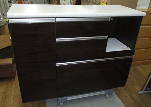 R051 NITORI キッチンカウンターアルミナ2 120CT DBR 幅120cm Used・美品