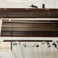 NITORI ブラインド サイズ75cm 2点 おまとめダークブラウン 木目  ジャンクの画像