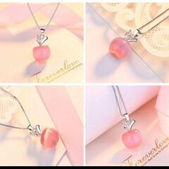 j→→→m33-5ピンクストーンアップルペンダントネックレスの画像