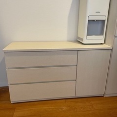 3段キャビネット　チェスト　ホワイトウォッシュ