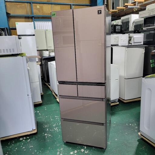 ‍♂️h060703売約済み❌6534‼️配送設置は無料‼️プラズマクラスター搭載✨SHARP 455L 6ドア 冷蔵庫 自動製氷付き