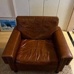 ヴィンテージ　1人用ソファ本革