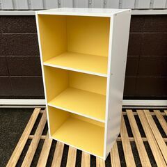 カラーボックス（３段）ホワイト/イエロー