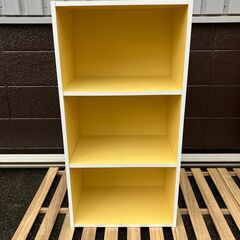 カラーボックス（３段）ホワイト/イエローの画像