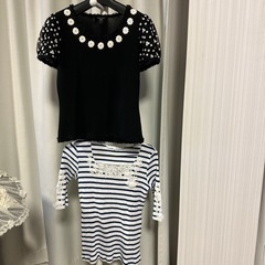 (決まりました)半袖サマーニット・レース付きTシャツ2点セット