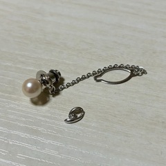 K18WG ダイヤ 0.05ct パール 真珠 タイピン セット