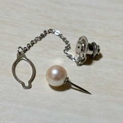 K18WG ダイヤ 0.05ct パール 真珠 タイピン セットの画像