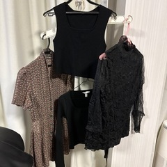 黒ショート丈2枚・黒シワ加工・ミニワンピ4点セット