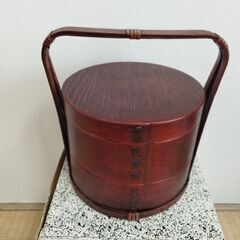 天然木漆塗装手提げ二段弁当箱