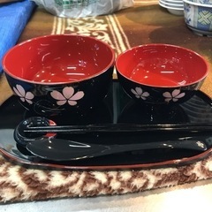 【引き取り限定】中古品　夫婦茶碗セット　漆器の画像