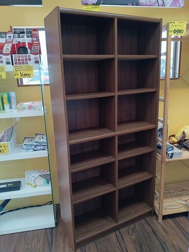 ６段ハイシェルフ　ダークブラウン　サイズ（約）幅８５×奥３０×高１８０　　■近隣配送無料 買取GO‼　栄和店