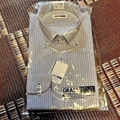 ④半袖ワイシャツ　形態安定加工　M(39) グレー×ネイビー　ス...