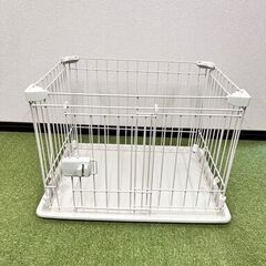 （単体可・未使用）ペット用ゲージ白色の小　トレー付きスライドドア...