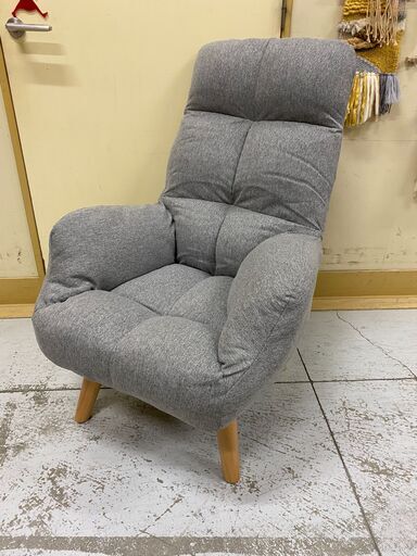 1P　リクライニングソファ　回転椅子　グレー