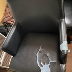 ジャンク品　チェア　ダイニングチェア　黒　ブラック　レザーの画像