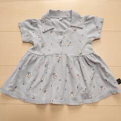【90cm】子供 ベビー服 花柄 半袖 チュニック Tシャツ 女...