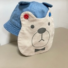 くまさん耳帽子　日除け付き　頭位48cm