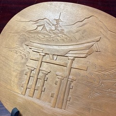 宮島参拝記念　大きな木製しゃもじの置物　飾り物　飾り台付き　41.5cmの画像