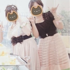 パーティードレス　ピンク×ブラック　リボンの画像