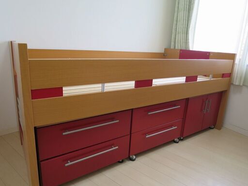 ミドルベッド 子供用 グランツ Granz チェスト(2) キャビネット(1)  キャスター付