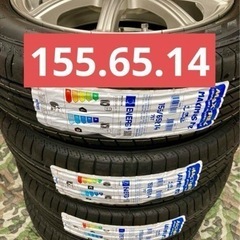 ㉝155/65R14新品タイヤ4本と中古ホイールとナット付きの画像