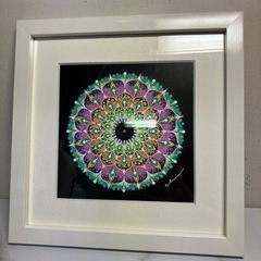 O2406-850 曼荼羅アート 額縁付き 中古美品