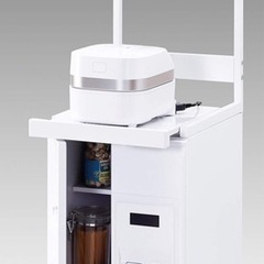 [エムケー精工] 米びつ (上棚つき) 米容量12kg (幅38cm) 【日本製】 ワンタッチ軽量機能付き (スライド棚/収納棚2ヶ所) ファインキッチン CA-038Wの画像