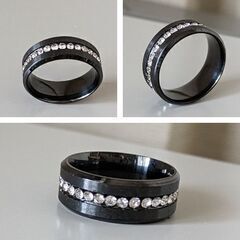 ラインストーン/ブラックリング（新品）26号の画像