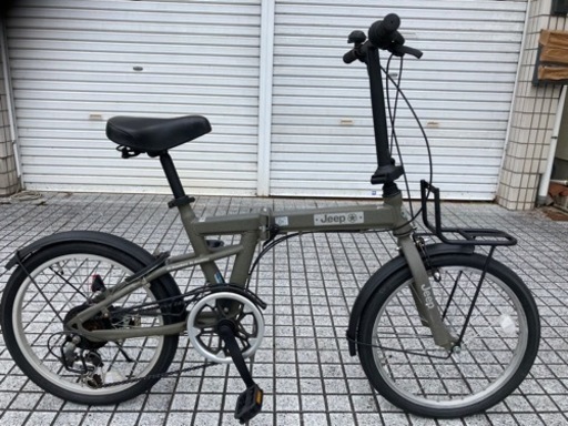 【折りたたみ自転車】JEEP製　20インチ　6段変速付　前後タイヤ、チェーン新品❗️フロントキャリア付　若林自転車　膳所店　SALE中❗️