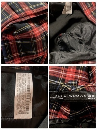 ご購入者様決定꒰ZARA WOMAN꒱タータンチェック柄 アンクル パンツ 赤黒系 ボトムス
