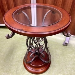 輸入家具【アイアンフレーム 木製ガラス テーブル】西洋アンティー...