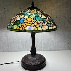 ブロンズ調 ステンドグラステーブルランプ❸ 特大【テーブルランプ ステンドグラス 1960年頃】アンティーク 卓上