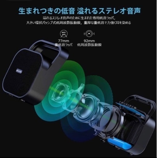 ①5個売　スピーカーBluetooth ワイヤレススピーカー ポータブルスピーカー 大音量TWS対応 6-8時間連続再生