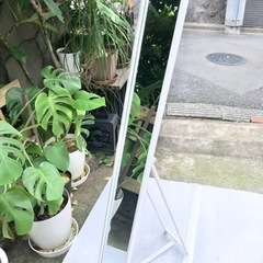 スタンドミラー 木製ホワイトフレーム 姿見 ☆配送応相談☆の画像