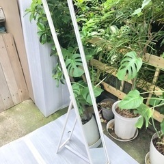 スタンドミラー 木製ホワイトフレーム 姿見 ☆配送応相談☆