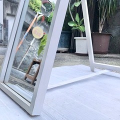 スタンドミラー 木製ホワイトフレーム 姿見 ☆配送応相談☆の画像