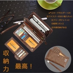 メンズ プレゼント 長財布 財布 小銭入れ カードケース  ビジネス 高級感  ウォレット ギフト 二つ折り ミニ財布 ブラウンの画像