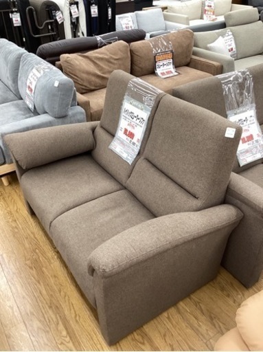 KF-19【新入荷　リサイクル品】ハイバック2シーターソファ　ブラウン