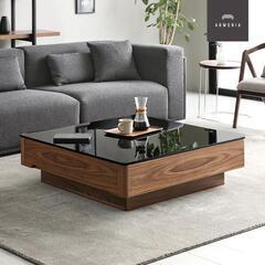 【愛品倶楽部柏店】 ARMONIA/アルモニア 正方形センターテーブル 引出し付 ウォルナット突板の画像