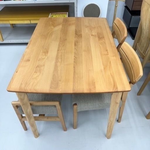【超美品‼️】定価83,990円♪ ニトリ 120cm幅4人掛けダイニングテーブルセット(アルナス) 片側ベンチ アルダー材ライトブラ