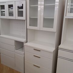 ★ジモティ割あり★  食器棚 ホワイト H90×D41×W70 クリーニング済み TK2453