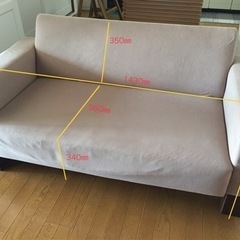 家具 ソファ 2人掛けソファ　IKEAブランケット付きの画像