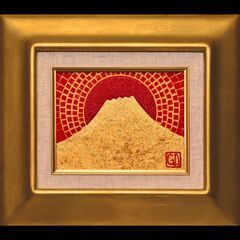 F0号油絵一番ミニチュアな『太陽と黄金富士山』がんどうあつし絵画...