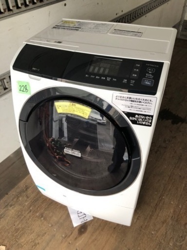 NO 228 福岡市内配送設置無料✨  2019年式　日立 ドラム式洗濯乾燥機 ビッグドラム 洗濯10kg/洗濯~乾燥6kg 左開き 風アイロン BD-SG100EL W ホワイト