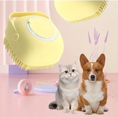 シャンプーディスペンサー付きソフトシリコンペットバス＆マッサージブラシ - 犬と猫のための優しいグルーミング、簡単クリーンアップの画像